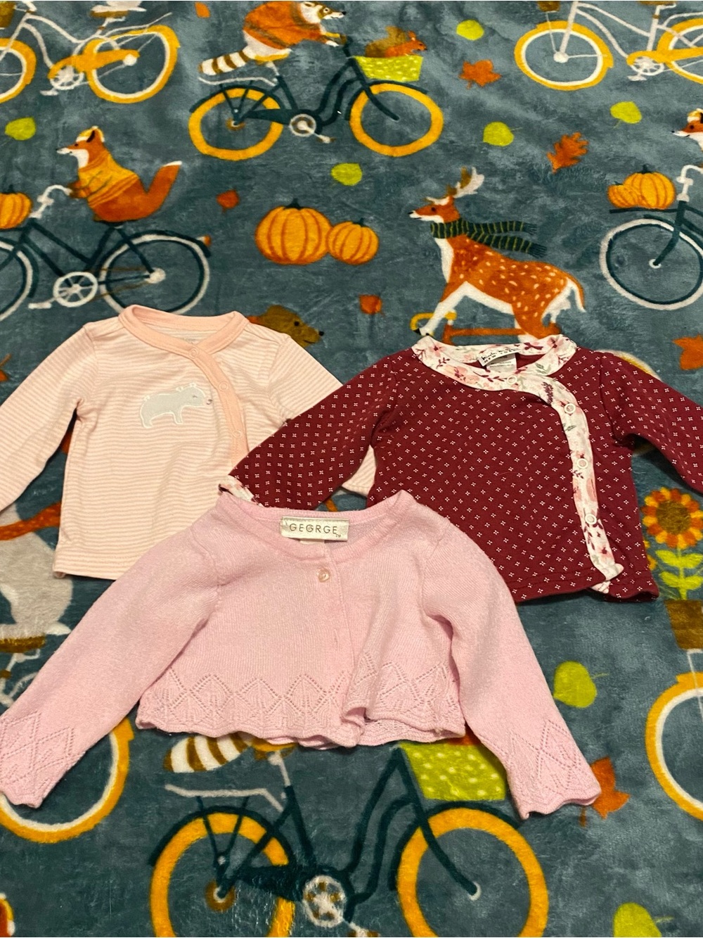 Mixed Brands Baby Girl 0-3M Long Sleeve Tops & Cardigan 3pc Lot
